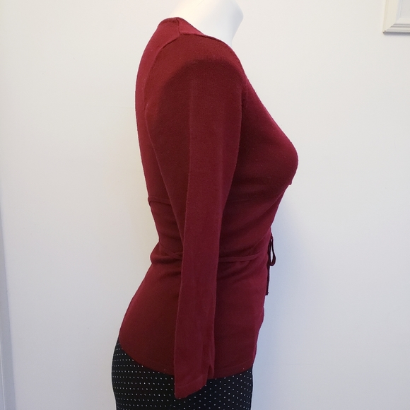 Forever 21 faux wrap sweater blouse, red, small - Picture 2 of 9